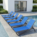 Patio Chaise Lounge Chairs Set of 6, All-Weather Aluminum Pool Loungers by PatioKingdom