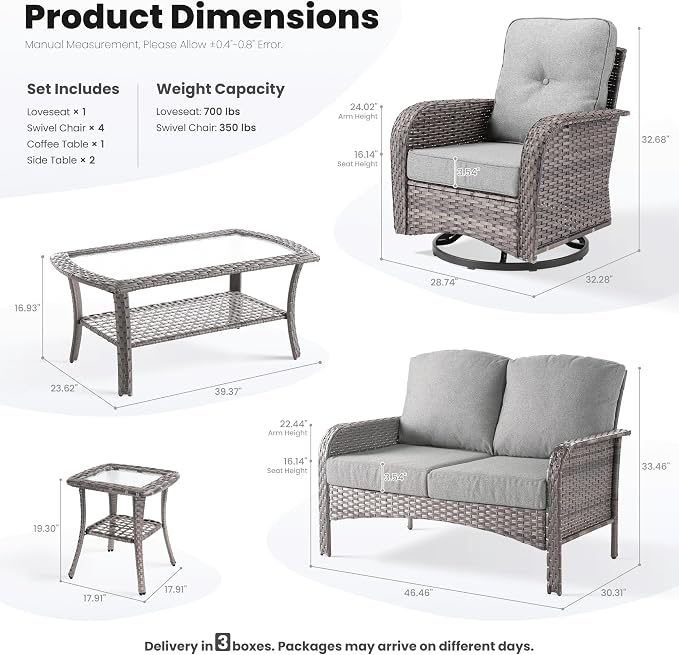 ovios 8-Piece Patio Furniture Set, Outdoor Wicker Sofa - Image 9