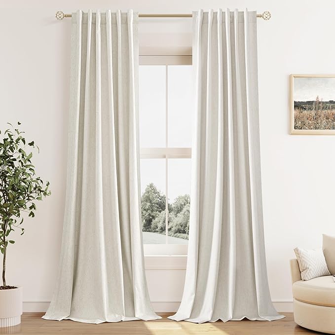 Guken Cream 100% Blackout Curtains 105 Inch Length 2 Panels Set by Guken