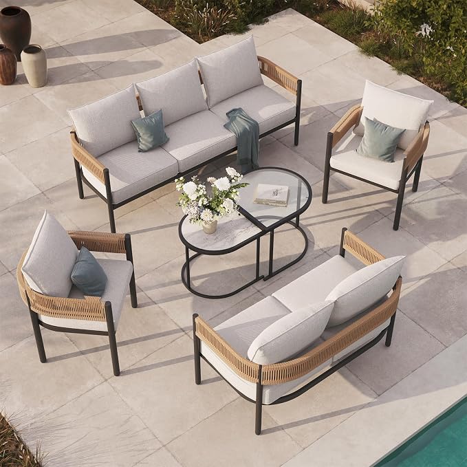 Grand patio 6-Piece Wicker Outdoor Furniture Set - Image 2