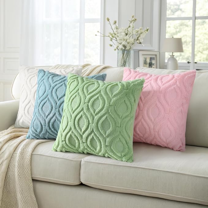decorUhome Summer Throw Pillow Covers 20x20 Inch Set of 2, Soft Plush Faux Wool - Image 5