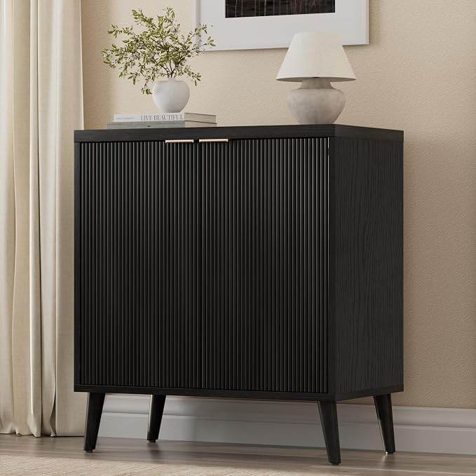 Homleke Buffet Cabinet with Storage, Modern Fluted Accent Sideboard with Doors by Homleke
