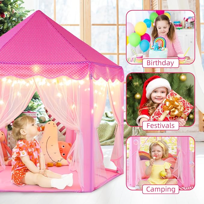 Monobeach Princess Tent Girls Large Playhouse Kids Castle Play Tent - Image 7