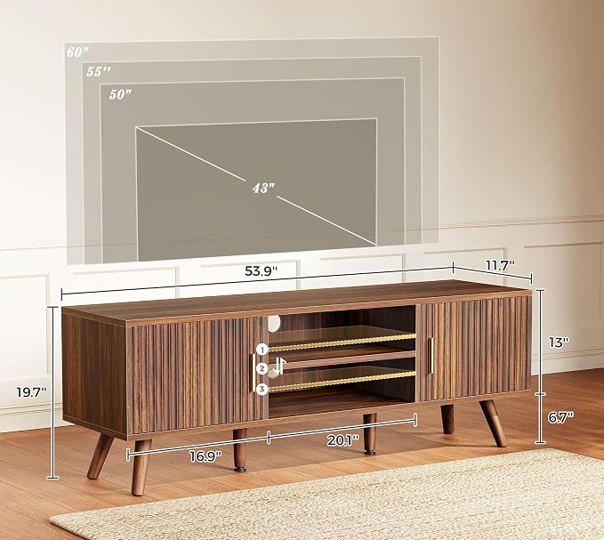 SUPERJARE TV Stand for 55 Inch TV, Entertainment Center - Image 6