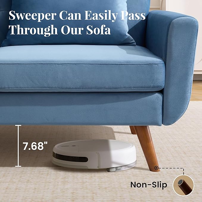 Tbfit 65" W Loveseat Sofa, Velvet Mid Century Modern Love Seat Couches - Image 6