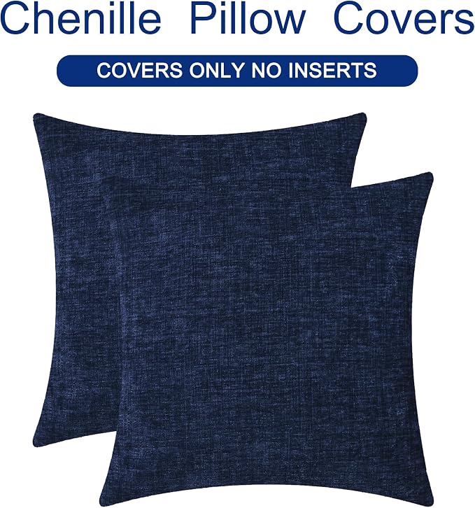 CaliTime Throw Pillow Covers Decorative 22 X 22 Inches Pack of 2 Cozy Chenille - Image 6