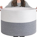 INDRESSME XXXLarge Cotton Rope Basket 21.7" x 21.7" x 13.8" Woven Baby Laundry by INDRESSME