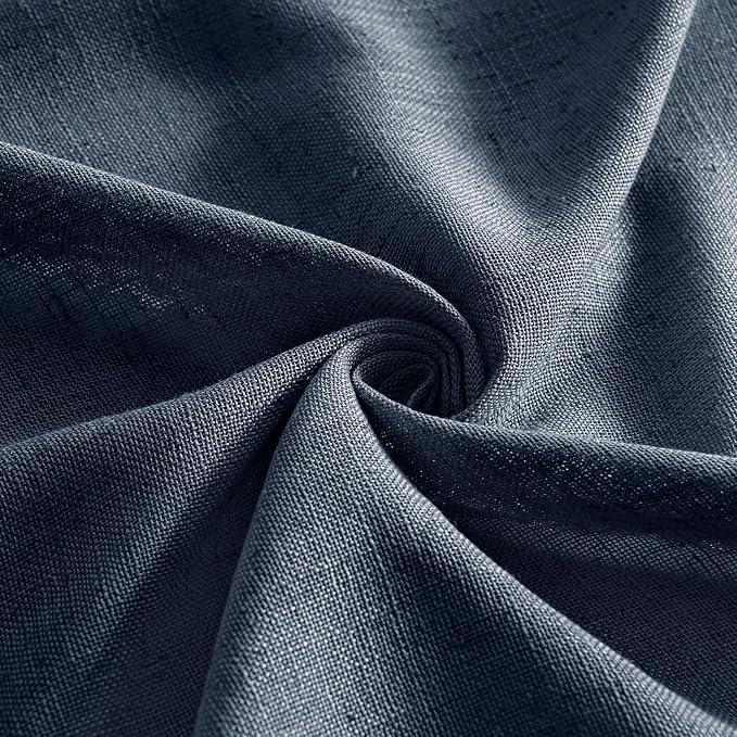 MIULEE Navy Blue Short Linen Curtains 45 Inch Length 2 Panels - Image 8