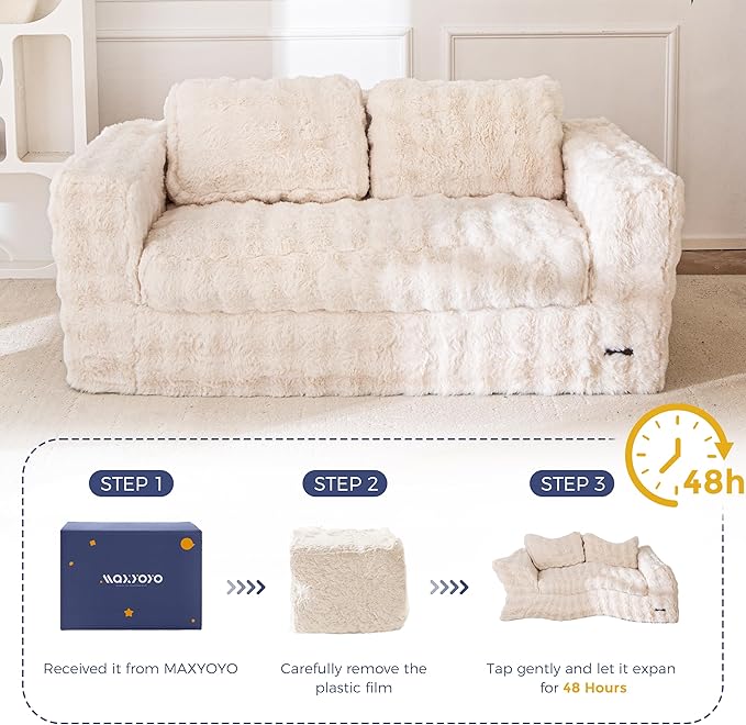 MAXYOYO Loveseat Sofa for Living Room, Small Sofa Couch Tufted Boneless Couch - Image 6