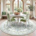 RELEANY Area Rugs Round 7ft Washable Non-Slip, Floral Vintage Distress Print by RELEANY