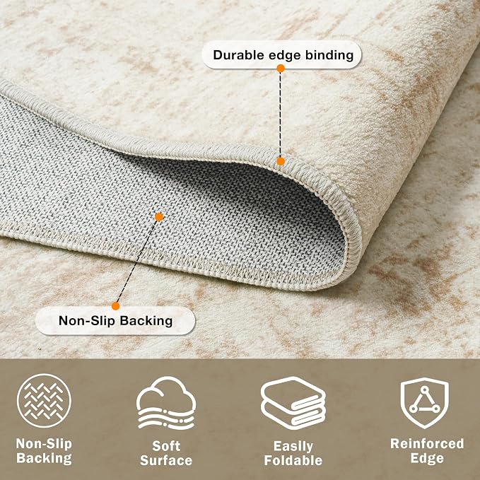 5x7 Area Rugs for Living Room Washable Rug: Anti-Skid Abstract Modern Living - Image 4