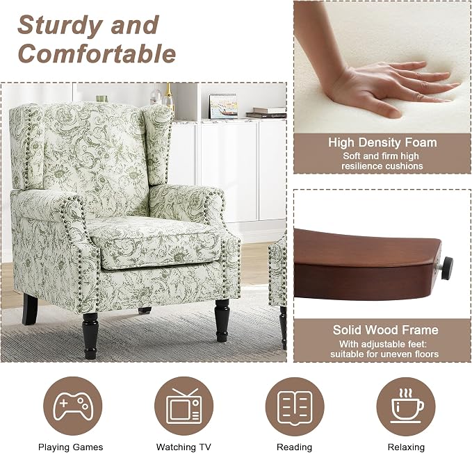 Pia Ricco High Back Floral Accent Chair - Image 4
