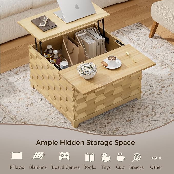 BROTTAR Lift Top Coffee Table, 31.5'' Square Coffee Table - Image 4
