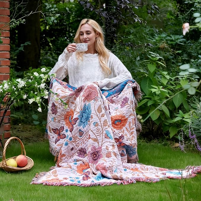 LUTBM Boho Throw Blanket for Couch Sofa Chair Cotton Summer Blankets for - Image 2