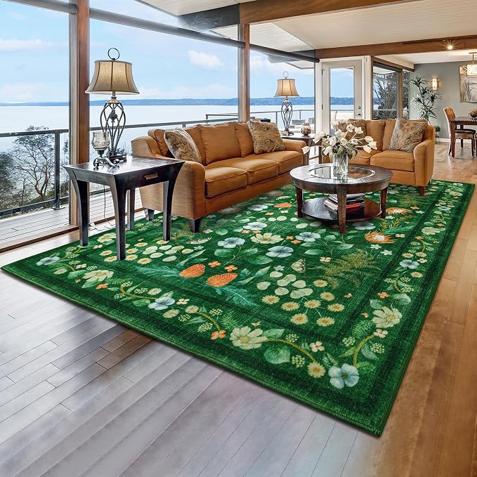Area Rugs for Living Room, 6x9 Washable Vintage Rug for Bedroom, Non-Slip by Rtizon
