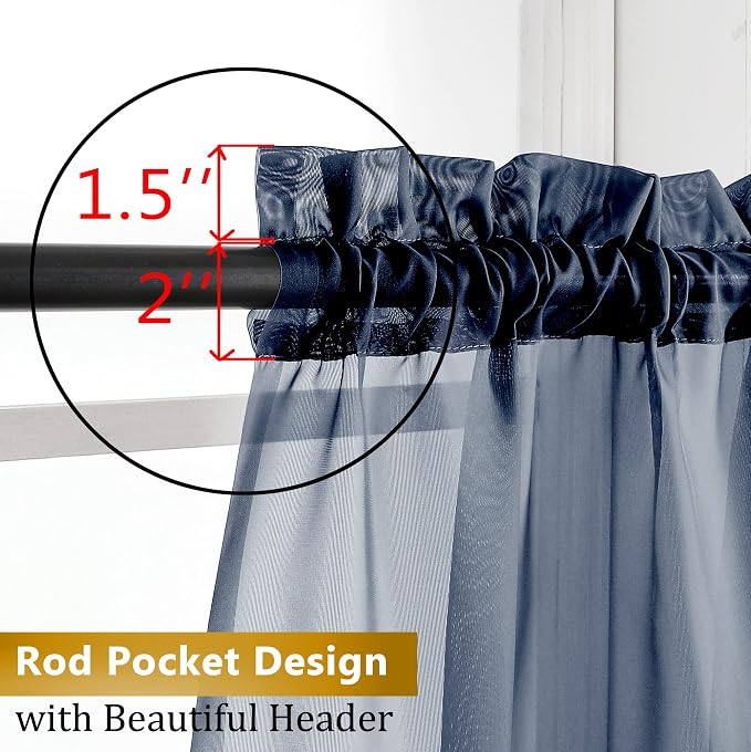 Aiyufeng Pure Sheer Window Curtains Inch 72 Length 2 PCS, Rod Pocket Voile - Image 5