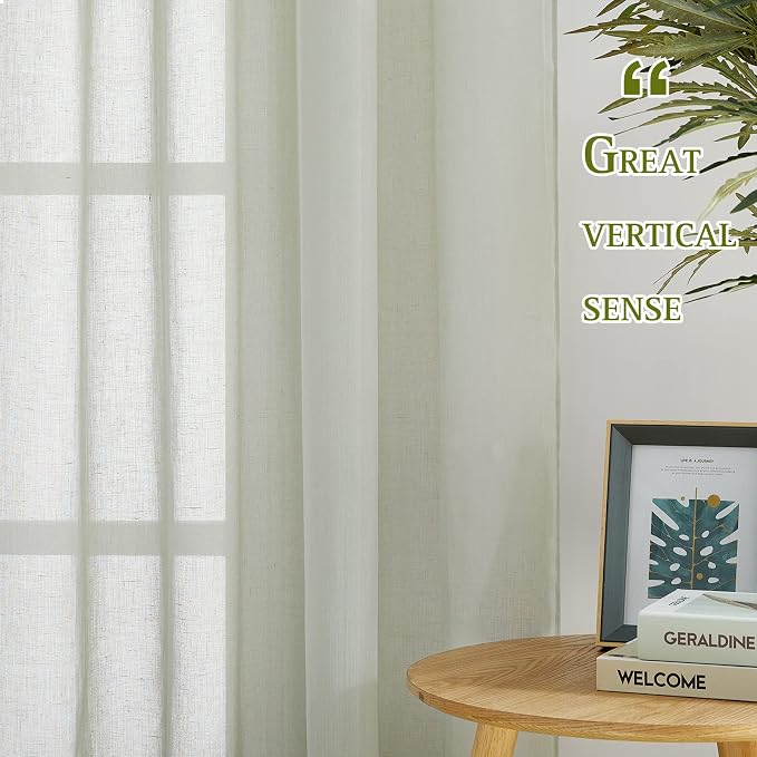 NICETOWN Privacy Semi Sheer Linen Curtains Extra Long 108" Long, Grommet Linen - Image 3