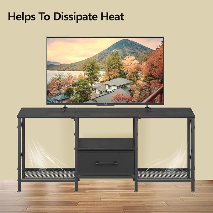JARHETUN TV Stand with Fabric Drawer, Entertainment Center - Image 6