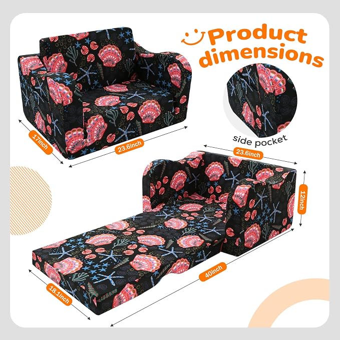 MeMoreCool Folding Kids Couch – 2-in-1 Toddler Sofa Bed, Lounge Chair - Image 3