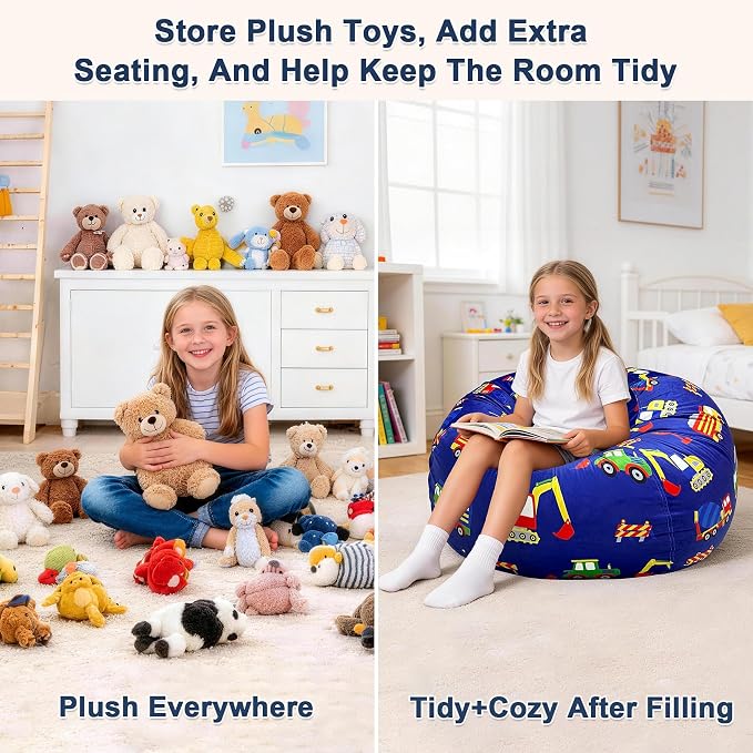 Lukeight Stuffed Animals Storage Bean Bag Chair Cover - Image 6