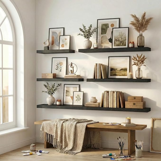 12 inch Deep Floating Shelves for Wall, 48 inch Wide Engineered Wood Wall - Image 7