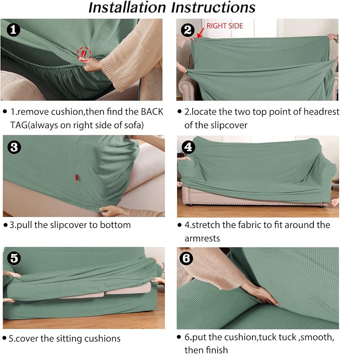 Turquoize Stretch Sofa Slipcover 2 Pieces Sofa Cover Couch Cover - Image 6