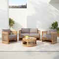 VilroCaz 4-Piece Patio Conversation Set, All Weather Sectional Sofa Set w/ 2 by VilroCaz