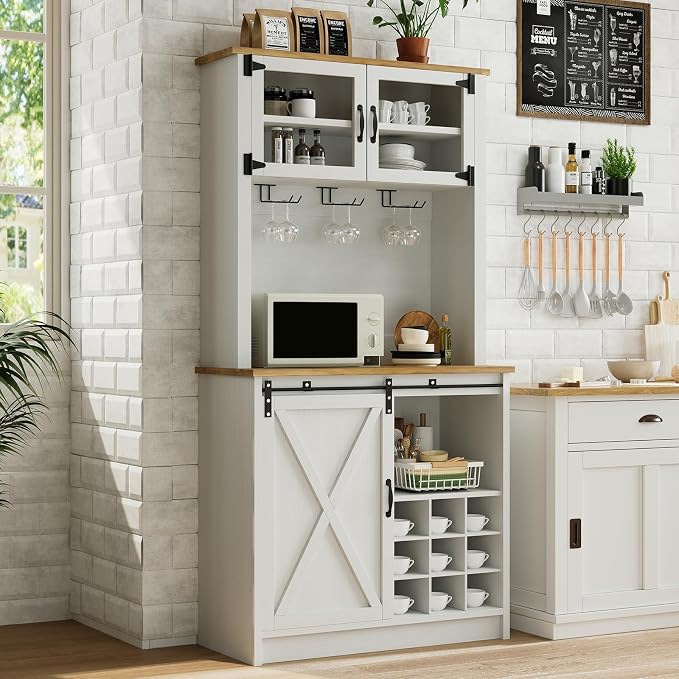 4ever2buy 72" Farmhouse Coffee Bar Cabinet - Image 7
