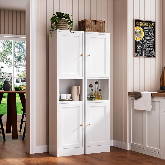 YAUWOH 2-Door Metal Storage Cabinet, Tall Slim Pantry Organizer - Image 4