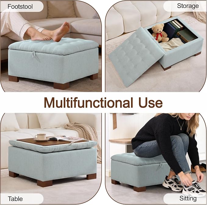 WUTUTUEE 30" Fabric Square Storage Ottoman - Image 6
