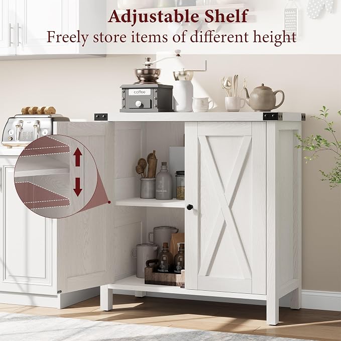 GarveeHome Small Storage Cabinet, Farmhouse Sideboard Buffet Cabinet - Image 5