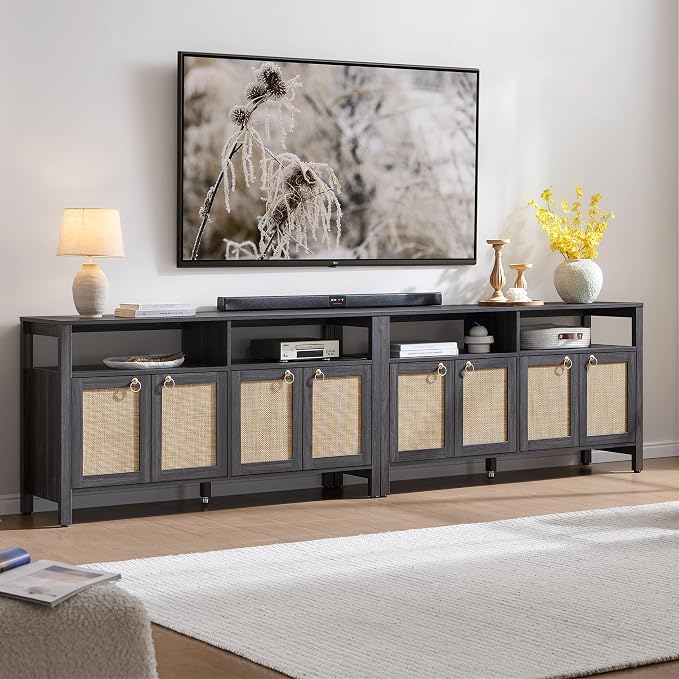 SICOTAS Rattan TV Stand for Television up to 120 Inch by SICOTAS