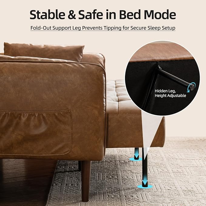 HALLYBEE 85” Futon Sofa Bed, Sleeper Sofa, Small Couch - Image 6