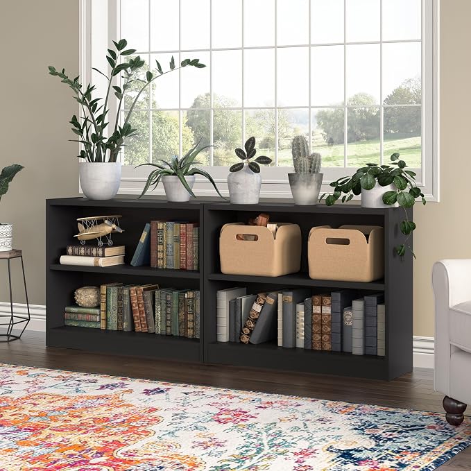 Bush Home Small 2 Shelf Bookcase, 2 Tier Bookshelf Storage Cabinet - Image 4