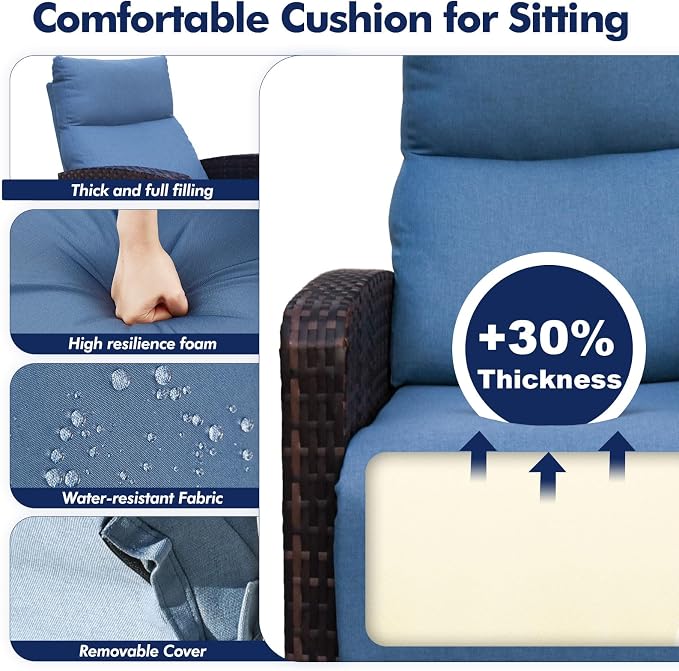 ZZW Outdoor Recliner Chair, Wicker Patio Recliners - Image 4