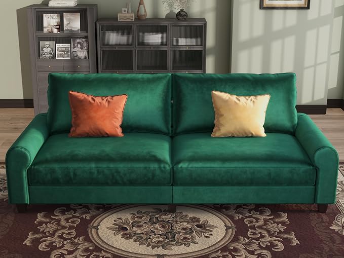 EASE MOOSE 88.5" Large Seat Velvet Loveseat Sofa, Soft Deep Seat Couches - Image 4