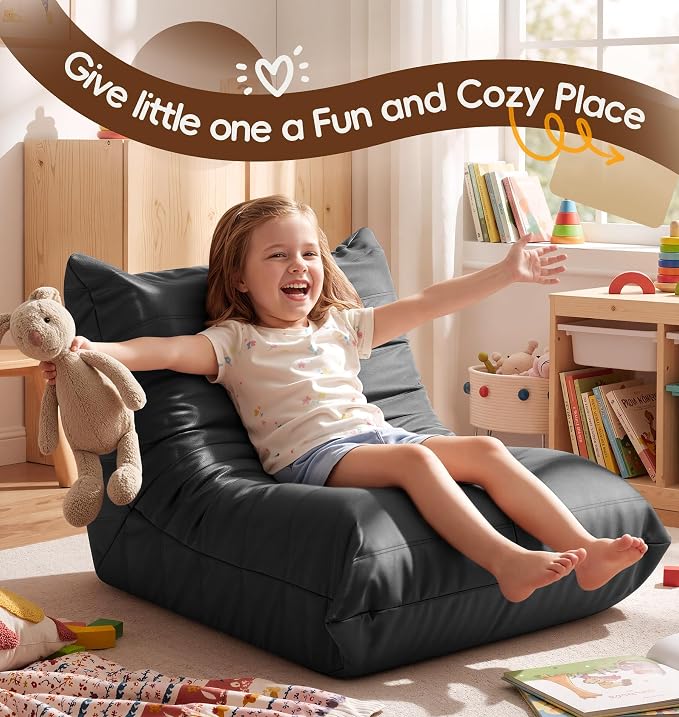 Hobestluk Small Bean Bag Chair Lazy Floor Sofa, Memory Foam Fireside Sofa - Image 9