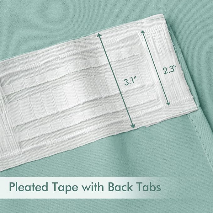 MIULEE Aqua Back Tab Blackout Curtains 63 Inch Length 2 Panels Set - Image 4