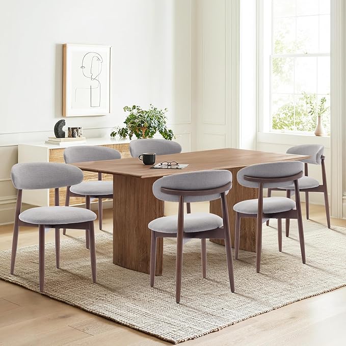 COLAMY Wooden Dining Chairs Set of 6, Modern Fabric Upholstered Dining Room by COLAMYHOME