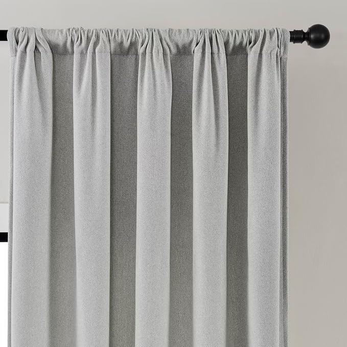 Joydeco Faux Linen Curtains 96 Inches Long 2 Panels Set - Image 4