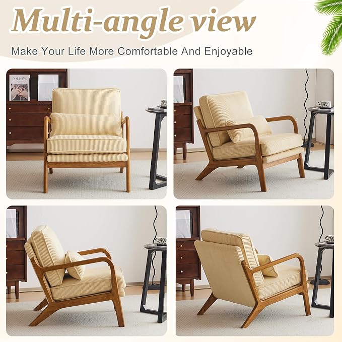 VINGLI Upgraded Premium Corduroy Accent Chairs Set of 2, Upholstered Arm Chair - Image 8
