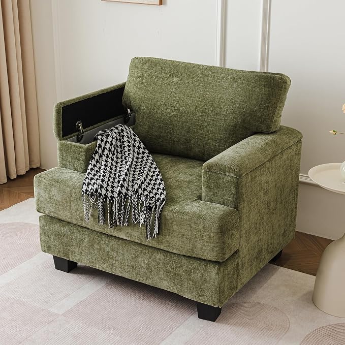 Oversized Accent Chair with Armrest Organizer, Comfy Living Room Chairs with by Fryruwa