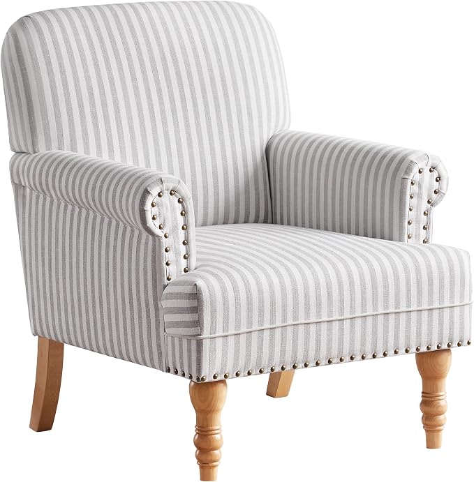 HUIMO Linen Fabric Accent Chair, Mid-Century Modern Armchair - Image 8