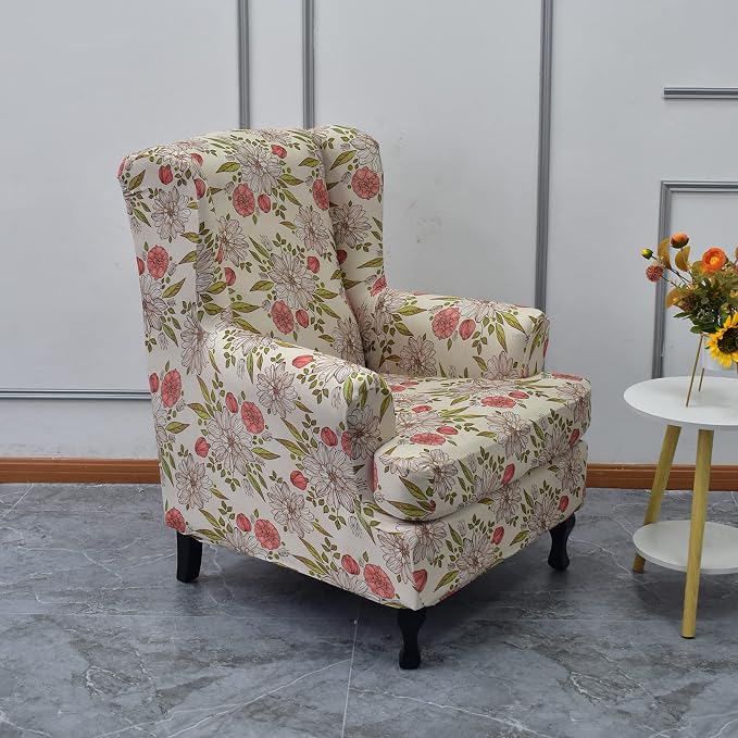 KRFOONN Wingback Chair Covers Slipcovers 2 Piece Stretch Wing Chair Covers - Image 2