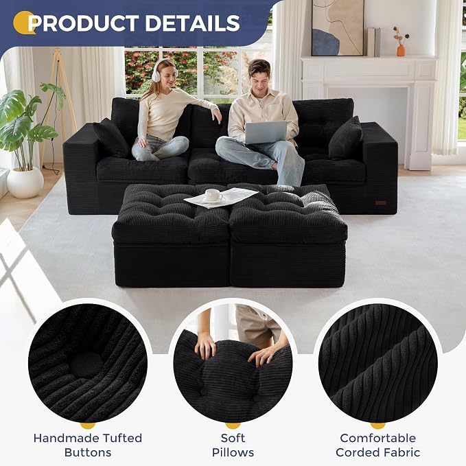 MAXYOYO 104" U Shaped Modular Sectional Sofa - Image 6