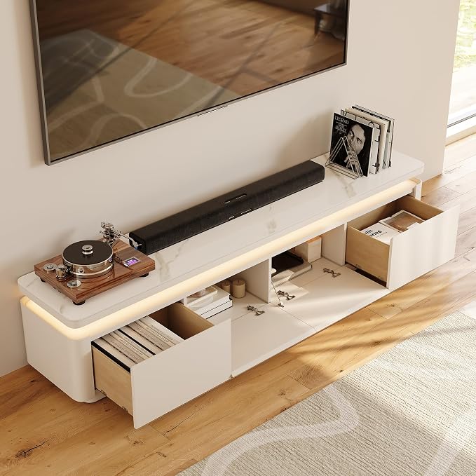 POVISON Fully Assembled 79" Mid-Century Modern TV Stand - Image 2