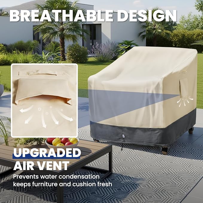 2 Pack Extra Heavy Duty Waterproof Patio Chair Covers - Image 6