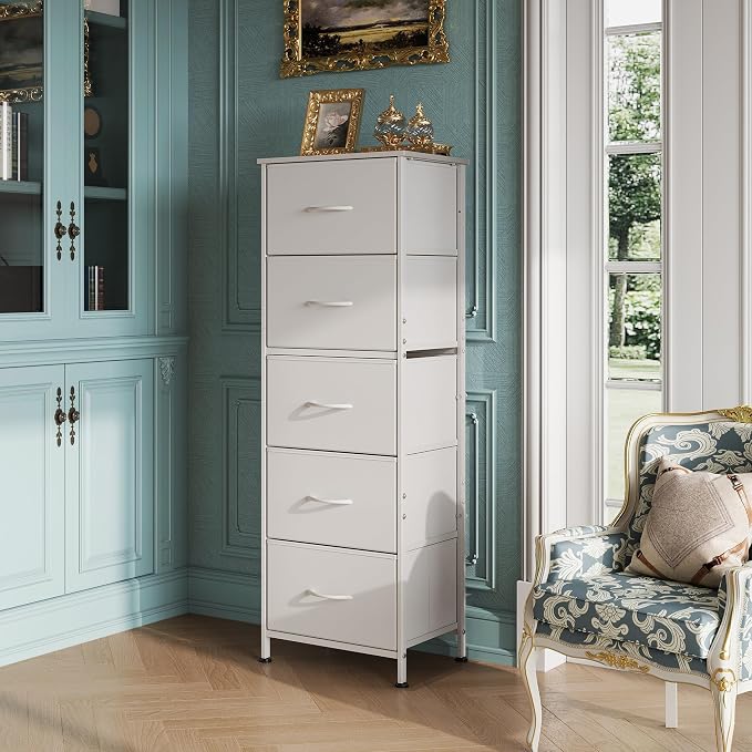 WLIVE Fabric Dresser, 5-Drawer Tall Dressers - Image 2