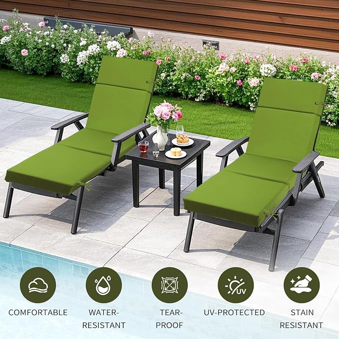 Outdoor Chaise Lounge Cushion 72" x 21" x 3", 4-Section Folding Patio Lounge - Image 4