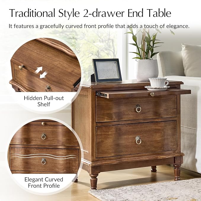 HULALA HOME Solid Wood Storage End Table - Image 3